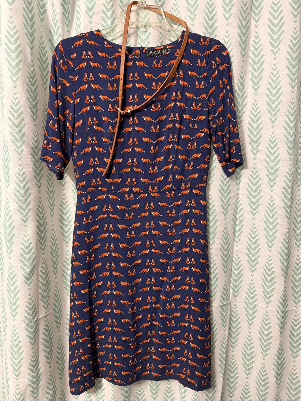Sugarhill Boutique Navy Dress with Orange Fox Pattern